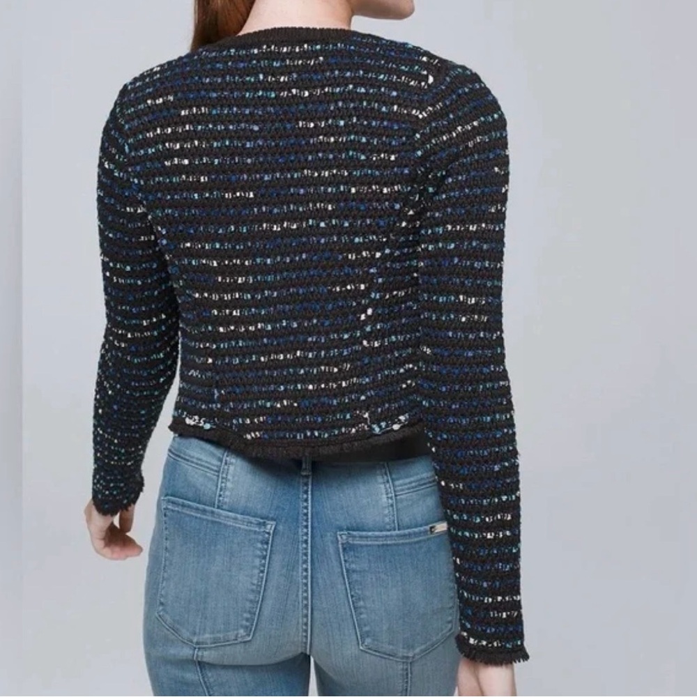 WHBM White House Black Market Sweater Jacket Blue Tweed XS - Picture 12 of 12